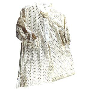 Tunic Top Eyelet Cream Size14 Coldwater Creek Womens 100% Cotton spring summer